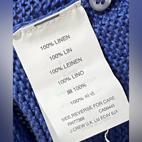 Vintage J. Crew Black Label 100% Linen Blue V-Neck Sweater. Classic Knit Design - Picture 5 of 6